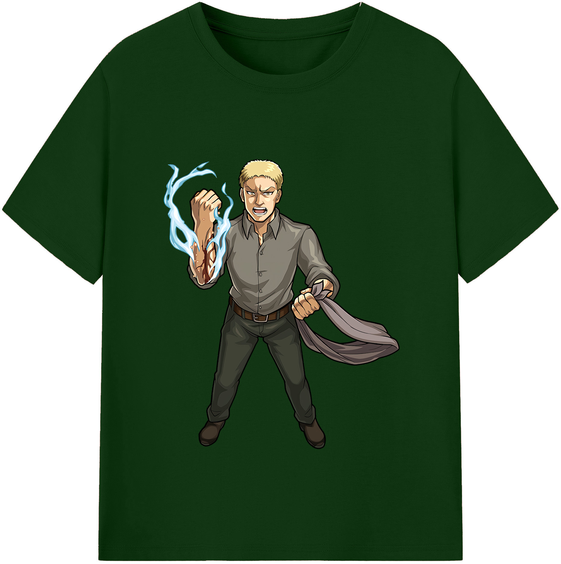 （画像用） 進撃の巨人 ライナー・ブラウン Attack on Titan Reiner Braun 綿100％半袖Tシャツ（フロントプリント）